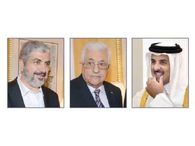 دیدار مشترک امیر قطر با محمود عباس و خالد مشعل