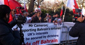 تظاهرات در لندن در اعتراض به بازداشت دبیرکل جمعیت الوفاق بحرین