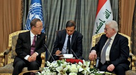 فواد معصوم و بان‌کی‌مون دیدار کردند/ تاکید عراق بر نابودی تروریسم و تحقق آشتی ملی