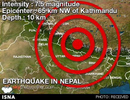 تلفات زلزله نپال به 1865 تن رسید