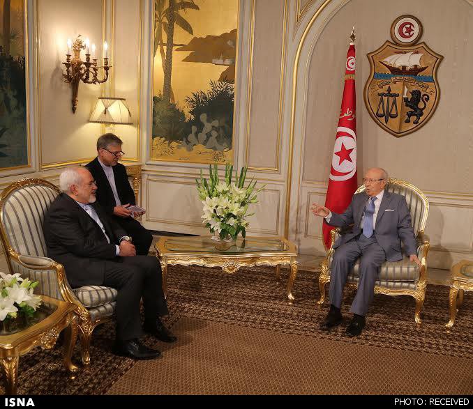 دعوت ظریف از رئیس‌جمهور تونس برای سفر به تهران