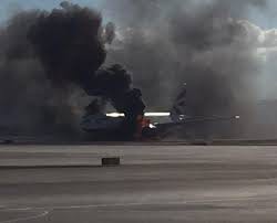 هواپیمای انگلیس هنگام برخاستن آتش گرفت