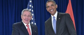 دیدار کاسترو با اوباما در نیویورک
