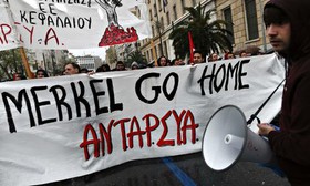 استقبال یونانی‌ها از مرکل با برگزاری تظاهرات گسترده