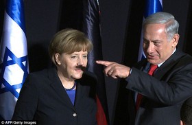 نتانیاهو برای مرکل سبیل هیتلری گذاشت!