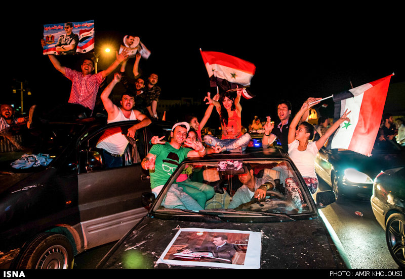  رقص و جشن در سوریه برای پیروزی بشار اسد در انتخابات (تصاویر)