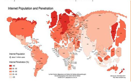 نقشه نفوذ اینترنت در ایران و جهان/دسترسی بیش از 80 درصدقطری‌ها و کره‌یی‌ها به اینترنت