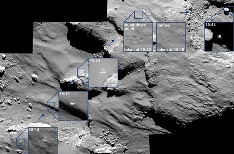 تصاویر «روزتا» از چگونگی فرود «Philae»بر روی دنباله‌دار