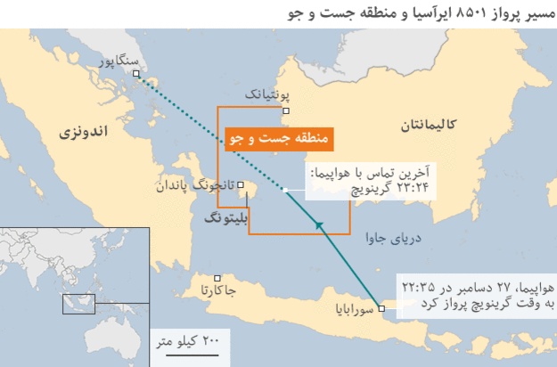 کشف 2 شیء بزرگ در عملیات جستجوی هواپیمای ایرآسیا