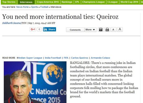 فوتبال هند توصیه‌های کی‌روش را فراموش کرده است