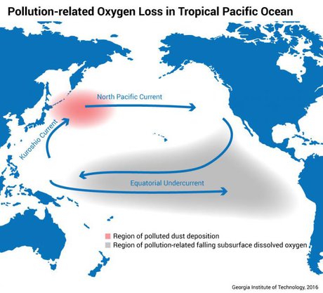 آلودگی هوا سطح اکسیژن اقیانوس‌ها را کاهش می‌دهد
