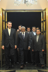 ورود كوفي عنان، نماينده سازمان ملل و اتحاديه عرب در امور سوريه به تهران