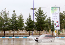 آب گرفتگی معابر در پی بارندگی شدید - کرمان