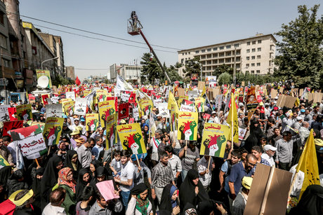 صف‌آرایی ایران در حمایت از فلسطین از نگاه نیوز اینترنشنال