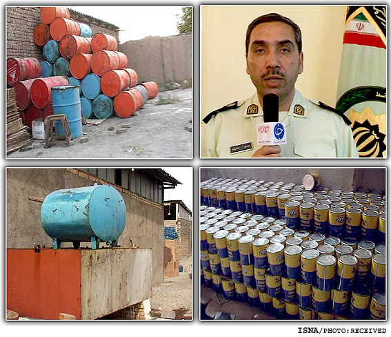رييس پليس رباط كريم خبر داد: 
كشف 13000 ليتر روغن موتور و گريس تقلبي با شناسايي يك مركز تهيه و توزيع